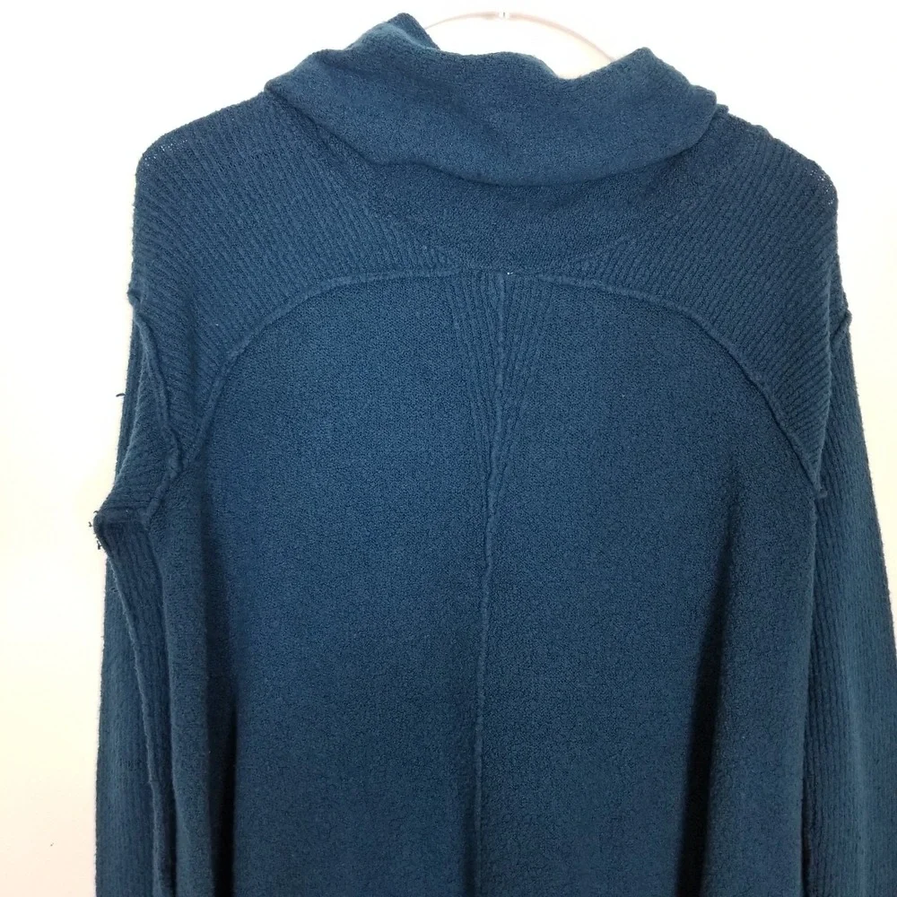 Free People Women‎ Strawberry Fields Cowl Neck Sweater Sz M Teal Blue Boho